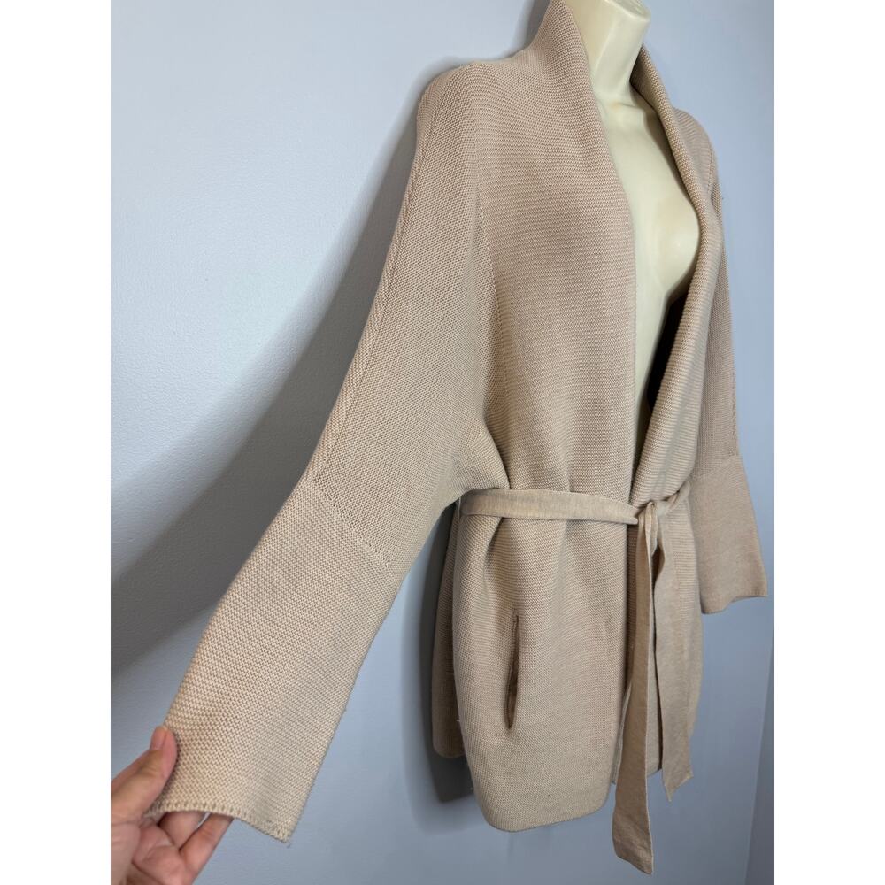 M.M.Lafleur The Morandi Sweater Merino Wool Cardigan Belted Almond M/L - Picture 5 of 13